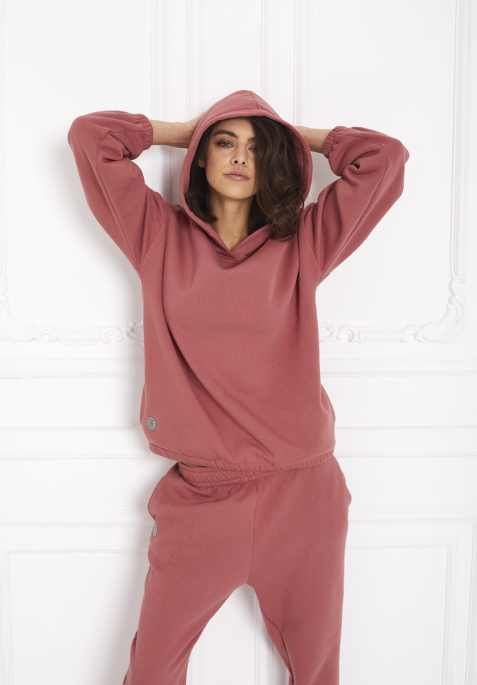 bluza Ada z kapturem koralowa