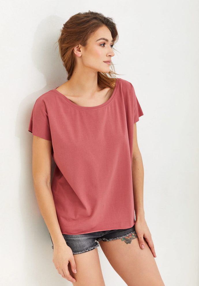 t-shirt z dużym dekoltem Alice koralowy