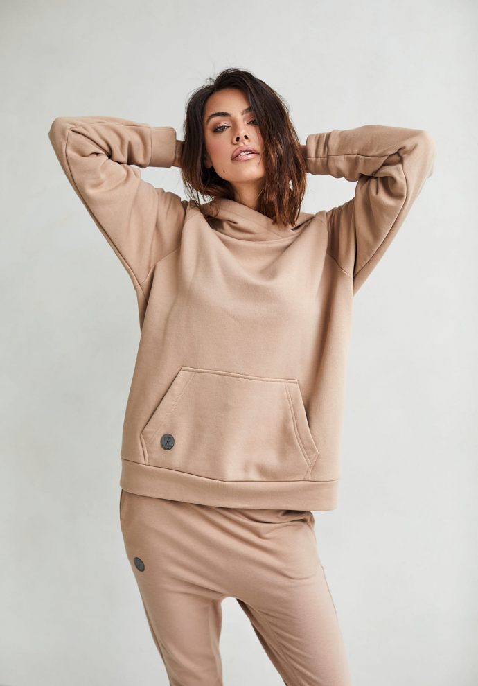 bluza z kapturem Rita kamelowa