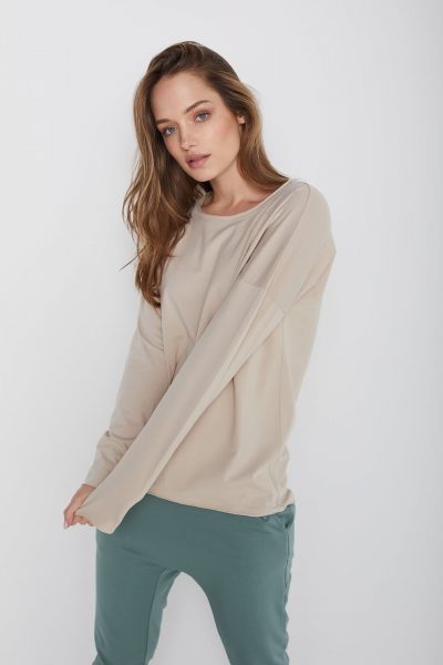 bawełniana bluzka z długim rękawem Lily piaskowa