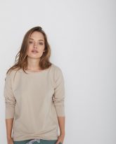 bawełniana bluzka z długim rękawem Lily piaskowa- zdjęcie 2
