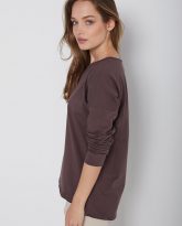 bawełniana bluzka z długim rękawem Lily czekoladowa- zdjęcie 2