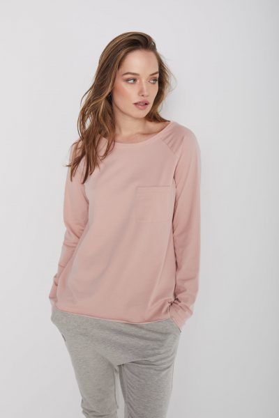 bawełniana bluzka Ramia jasno różowa