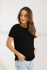 t-shirt roma modal czarny zdjęcie 4