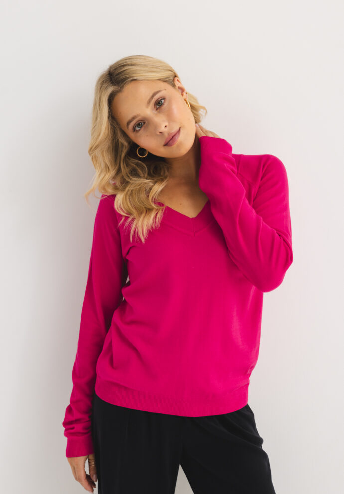 lekki sweter doris fuksja zdjęcie 4