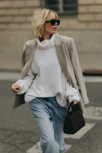 wełniana marynarka matylda bezowa krata