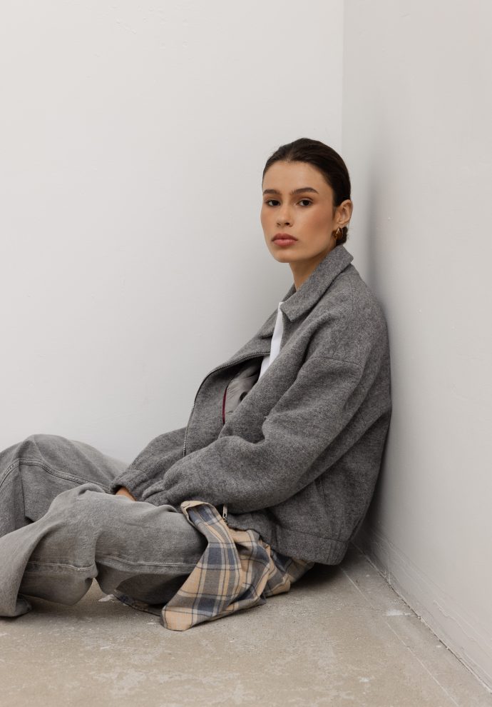 wełniana kurtka margo szara