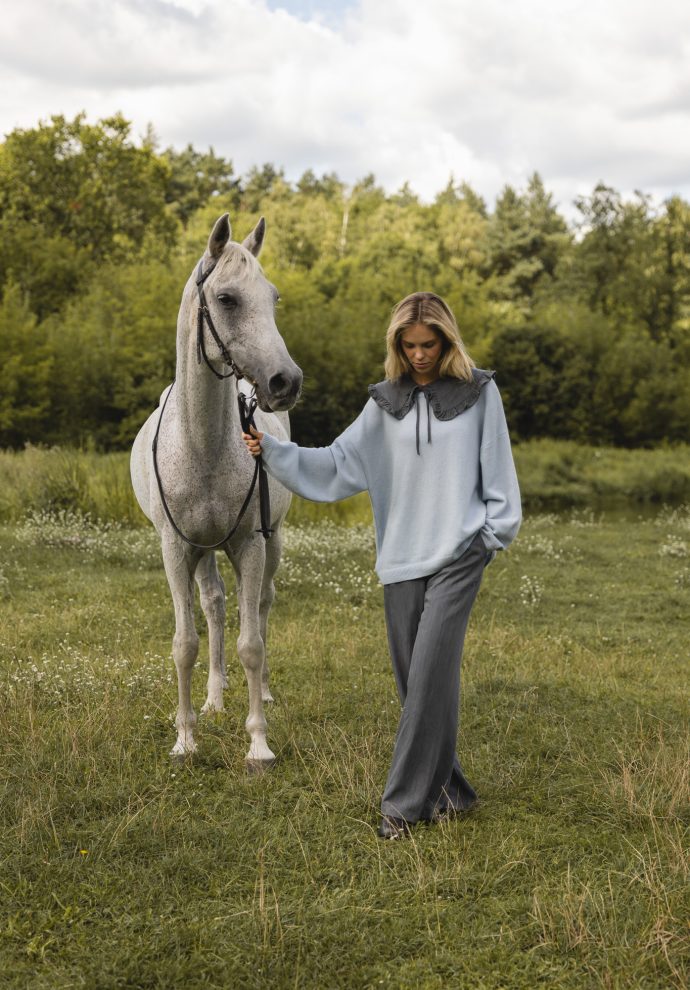 kołnierzyk cora szary denim