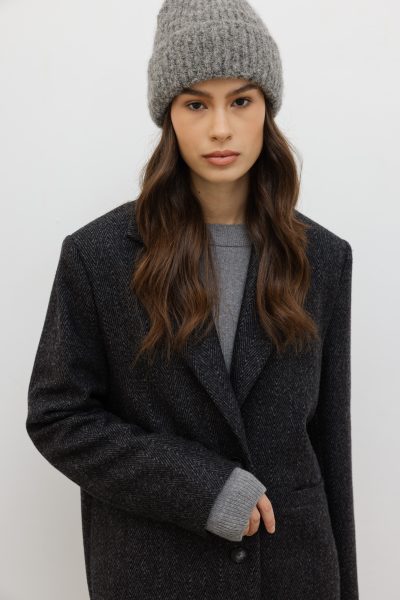 WEŁNIANA MARYNARKA CARLA CIEMNO SZARA