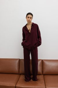 spodnie mira bordowe