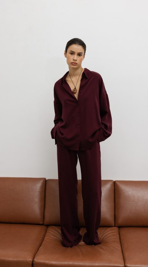 spodnie mira bordowe