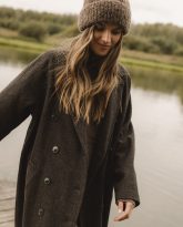 WEŁNIANY PŁASZCZ HARPER BRĄZOWY