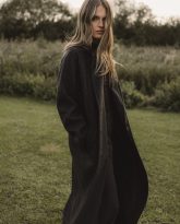 WEŁNIANY PŁASZCZ HARPER BRĄZOWY