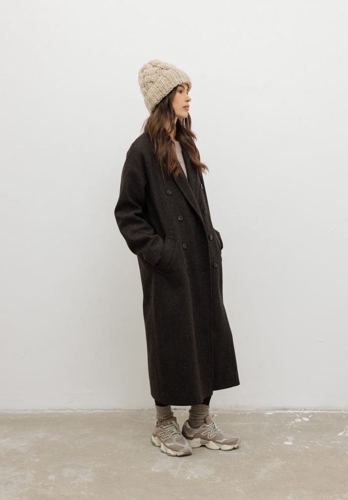 wełniany płaszcz harper ciemno brązowy