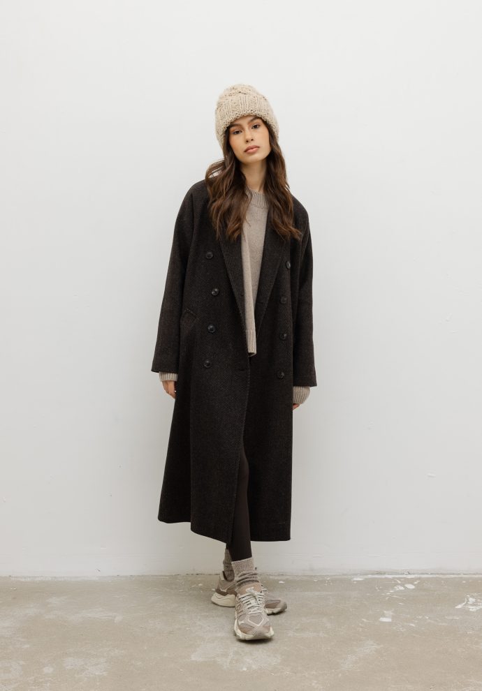 wełniany płaszcz harper ciemno brązowy