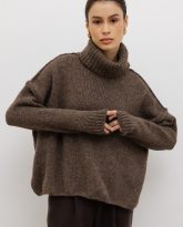 wełniany golf adele brązowy