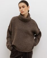 wełniany golf adele brązowy