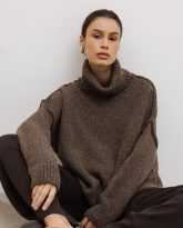 wełniany golf adele brązowy