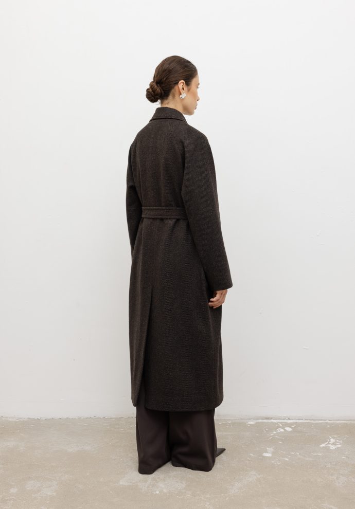 wełniany płaszcz harper ciemno brązowy
