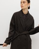 wełniany płaszcz harper ciemno brązowy