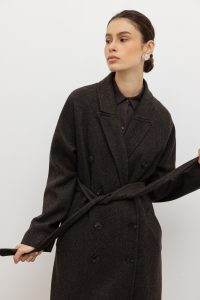 wełniany płaszcz harper ciemno brązowy