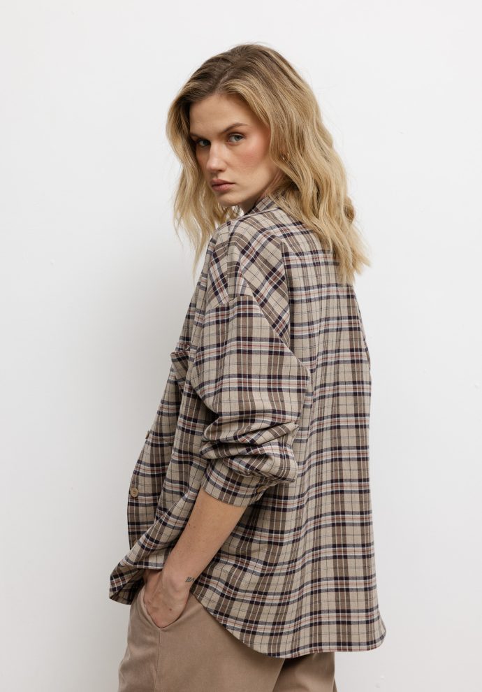 koszula ana beżowo-brązowa