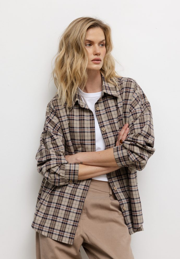 koszula ana beżowo-brązowa