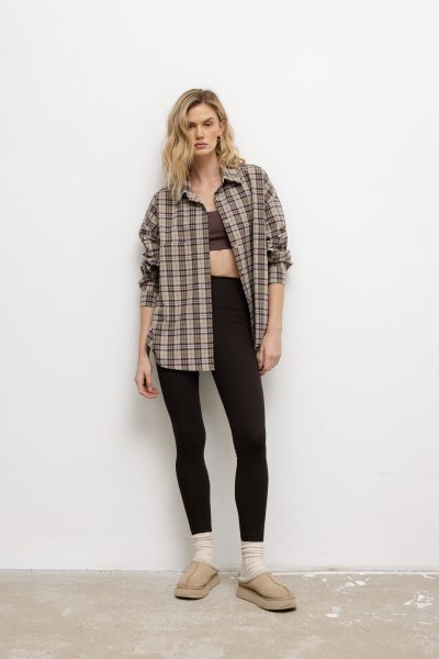 KOSZULA ANA KRATA BEŻOWO- BRĄZOWA