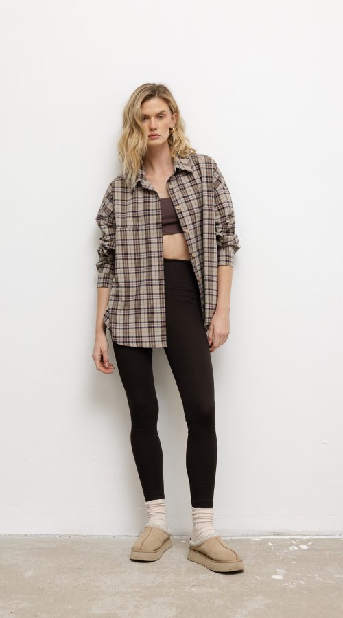 koszula ana beżowo-brązowa