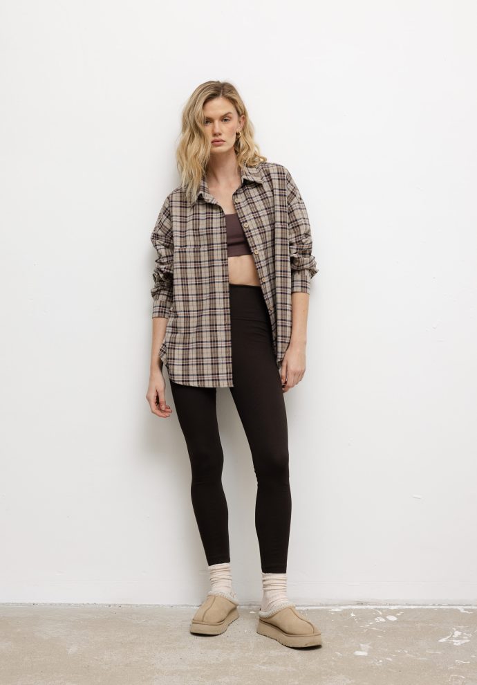 koszula ana beżowo-brązowa