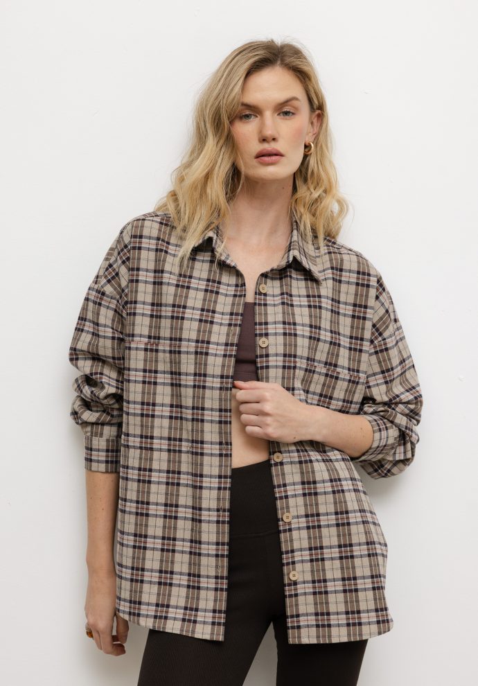 koszula ana beżowo-brązowa