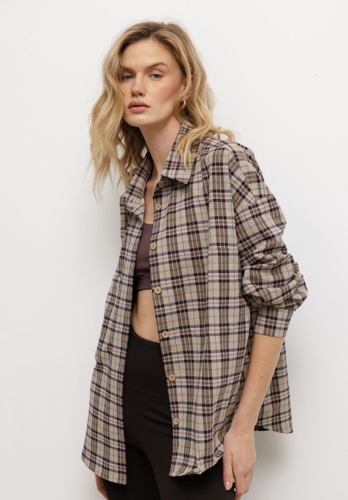 koszula ana beżowo-brązowa