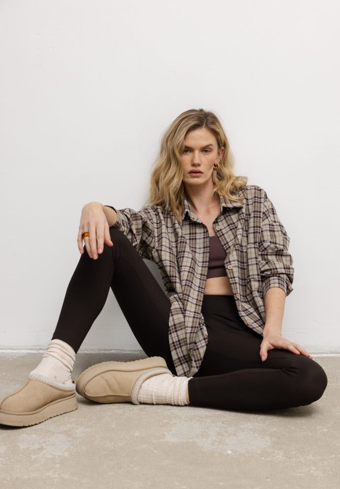 koszula ana beżowo-brązowa