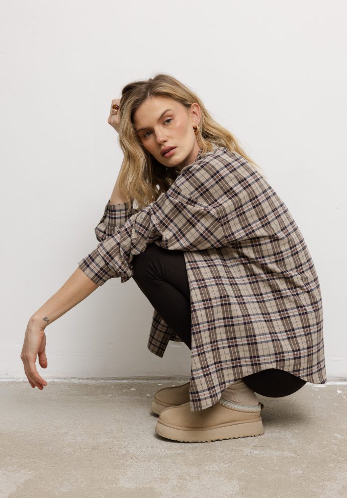 koszula ana beżowo-brązowa