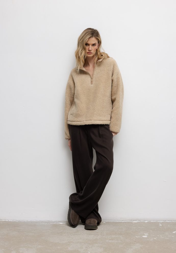 wełniana bluza teddy beżowa