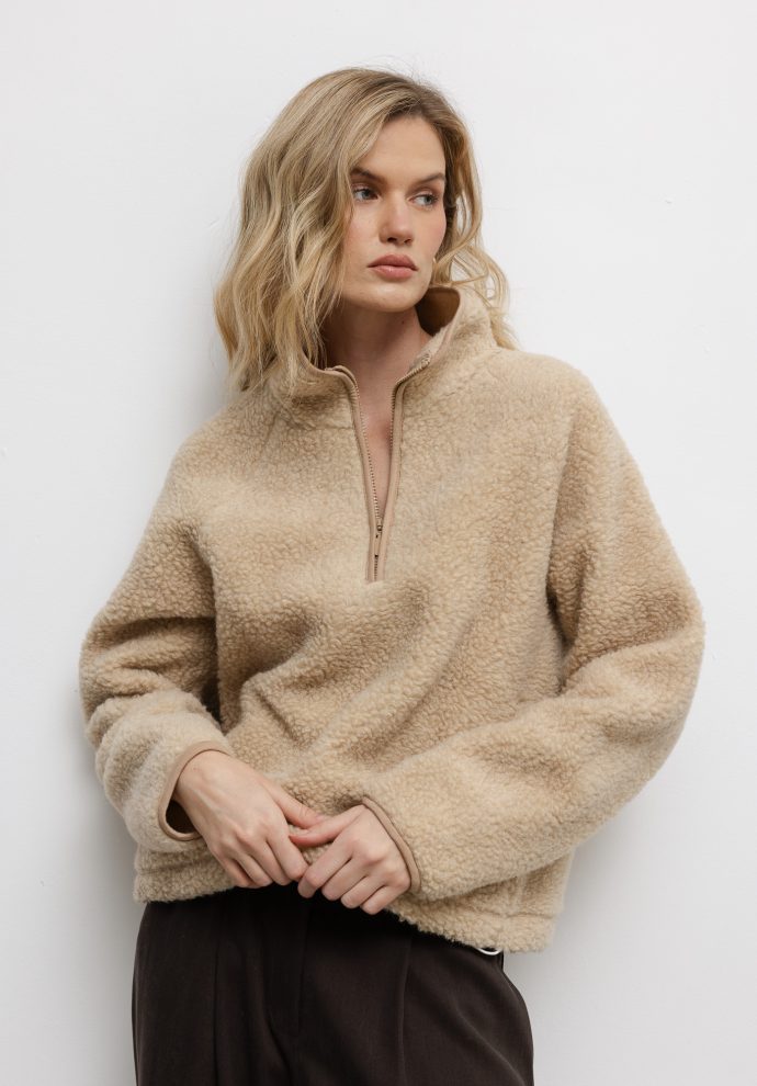 wełniana bluza teddy beżowa