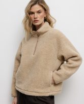 wełniana bluza teddy beżowa