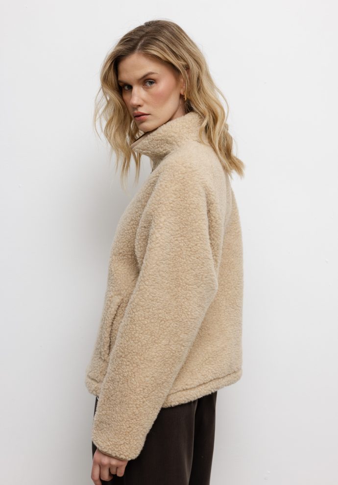 wełniana bluza teddy beżowa
