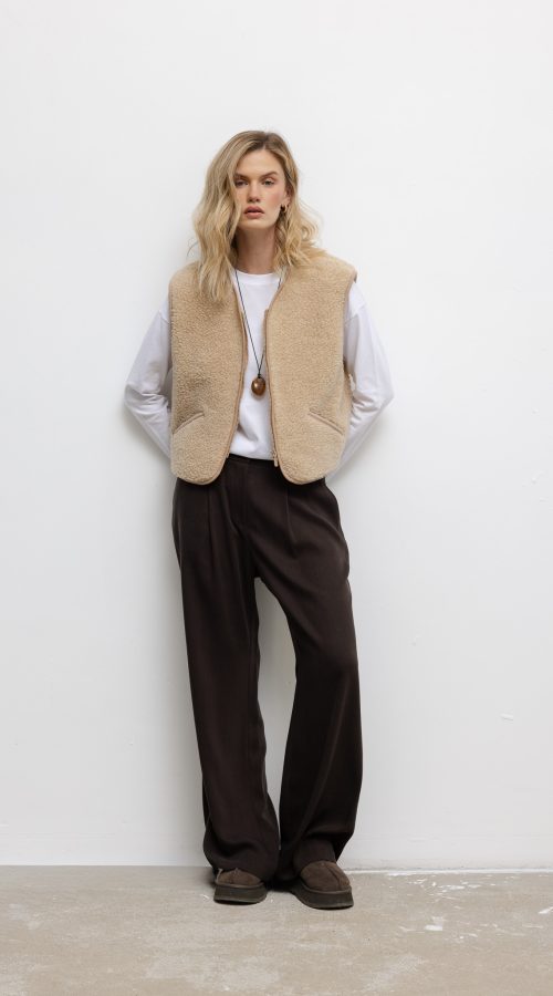 wełniana kamizelka teddy beżowa