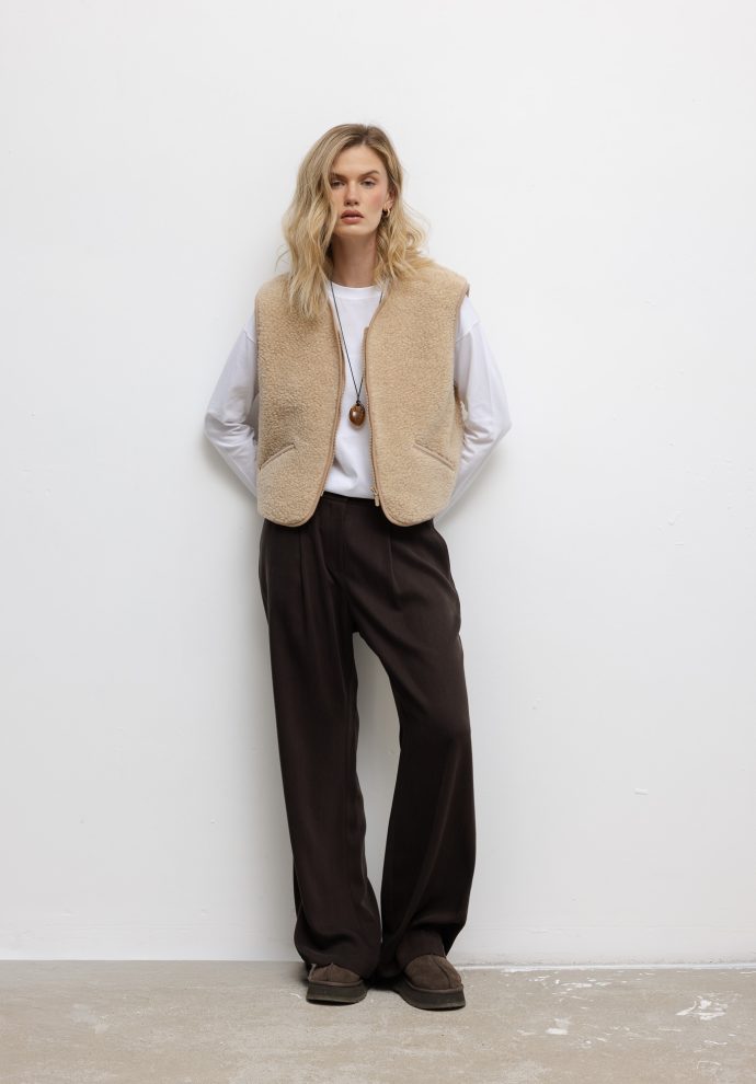 wełniana kamizelka teddy beżowa