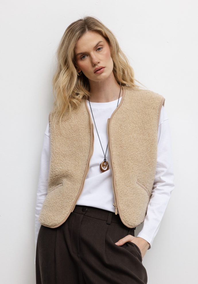 wełniana kamizelka teddy beżowa