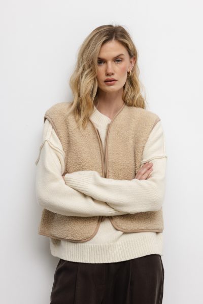 wełniana kamizelka teddy beżowa