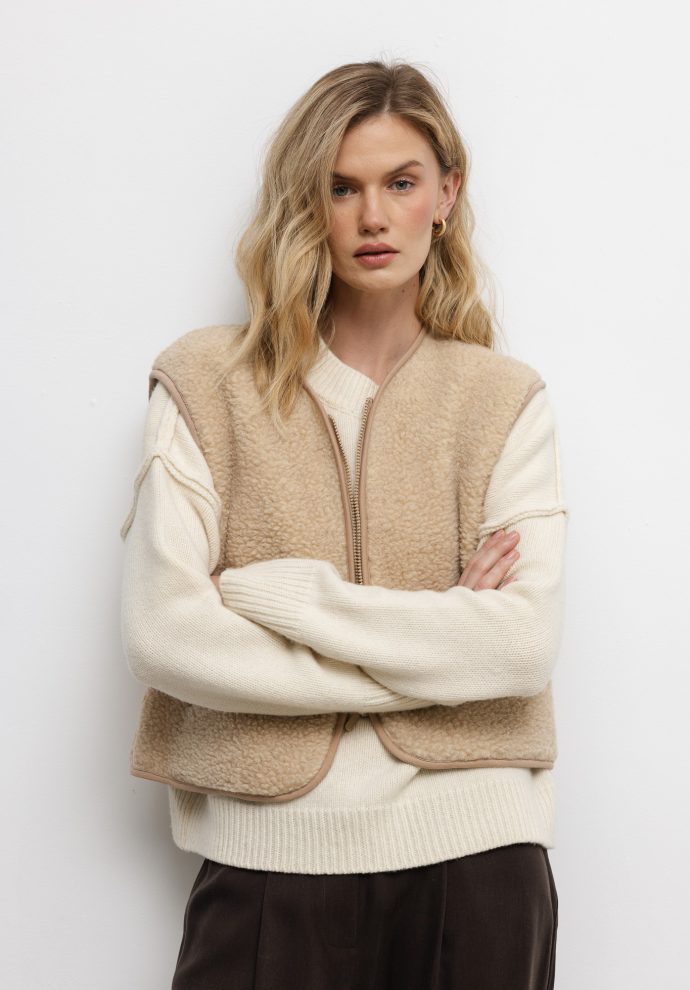 wełniana kamizelka teddy beżowa