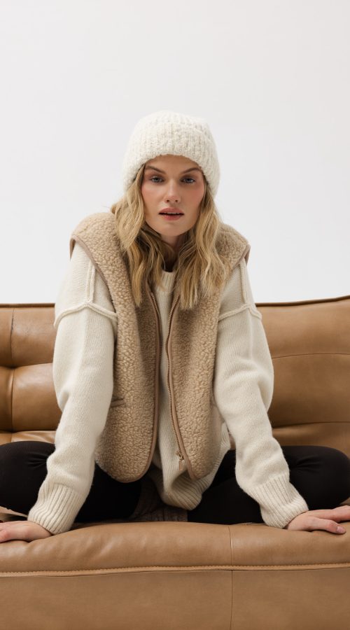 wełniana kamizelka teddy beżowa