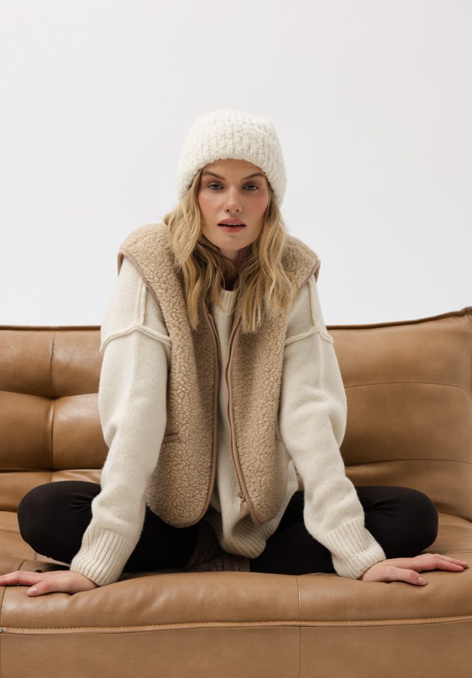 wełniana kamizelka teddy beżowa