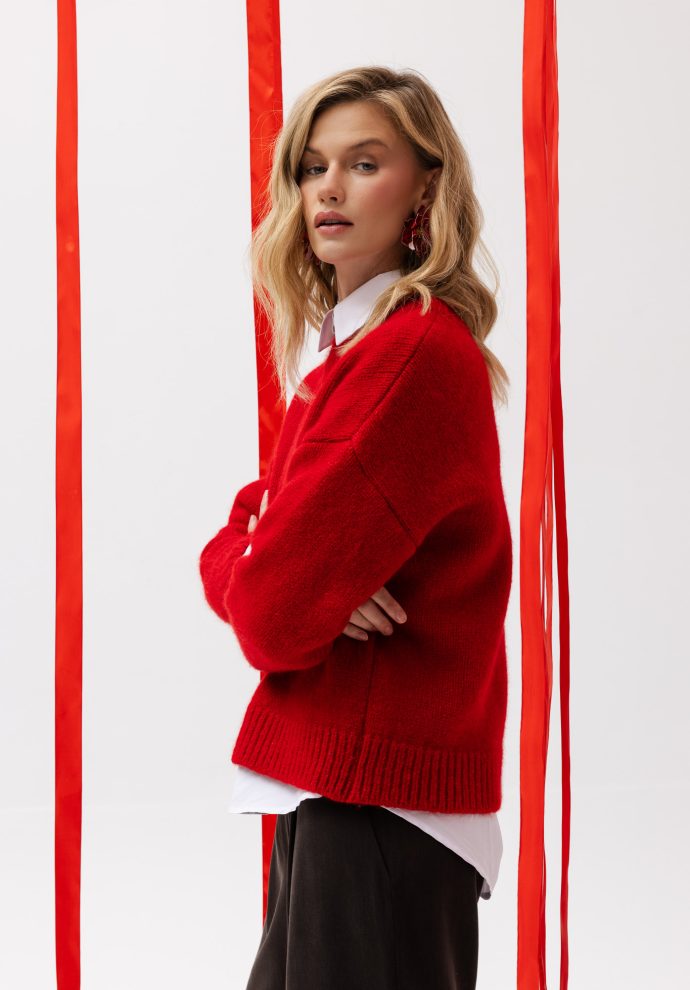 wełniany sweter jessie czerwony