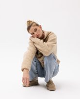 wełniana bluza teddy beżowa