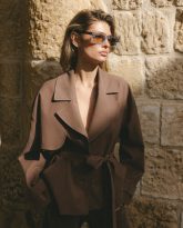 krótki trencz pablo brązowy