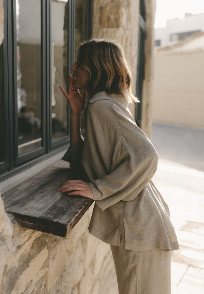 KOSZULA MEL MELANŻ OLIWKA