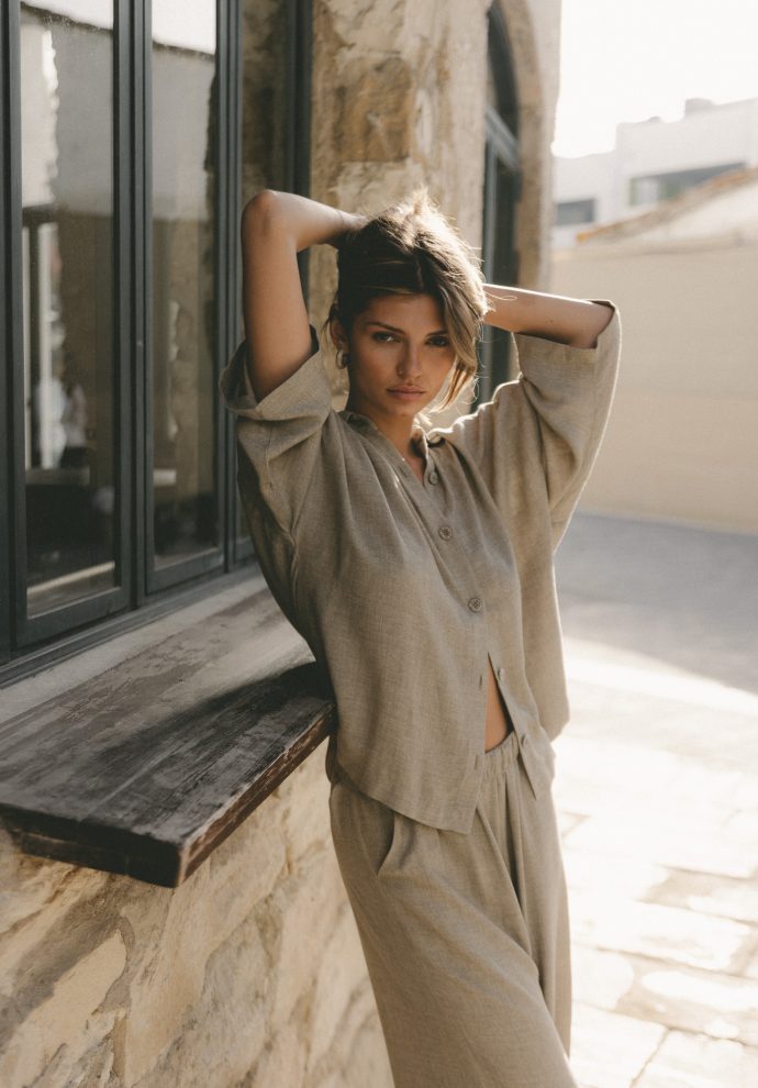 KOSZULA MEL MELANŻ OLIWKA